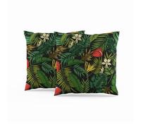 ggaimwf Pack of 2 Cushion Covers Jungle Leaf Tropical Leaves Forest Linen Look Throw Pillow Covers Leaf for Men Women Kids Sofa Floor Couch Bedroom Living Room Bench Seat Home Decorative 50x50cm