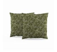 ggaimwf Paisley Cushion Covers 45x45cm Abstract Flower Pattern Green Cushion Hippie Style Ethnic Linen Look Throw Pillow Cover Sofa Living Room Decor Balcony Bench Scatter Cushions Handmade Set of 2