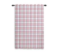 ggaimwf Plaid Curtains Pencil Pleat Pink White Check Curtain for Living Room Gingham Rustic Farmhouse Curtain Back Tab Bedroom Cafe Kitchen Window Decor Nursery Rod Pocket 107x160cm 1 Panel