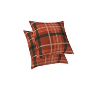ggaimwf Plaid Throw Pillow Covers Farmhouse Tartan Cushion Covers Rustic Classic Orange Green Checkered Pillows Linen Look for Couch Bed Outdoor Living Room Decor Double Sided 50x50cm Set of 2