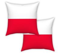 ggaimwf Poland Flag Cushion Cases Polish Flag Pillowcases for Sofa Patriotic National Flag Pillow Covers Home Decorative Pillowcase Velvet with Invisible Zip Chair Bedroom Living Room 40x40cm Set of 2