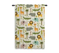 ggaimwf Safari Curtains for Nursery Cartoon Animal Jungle Forest Giraffe Lion Curtain Kids Bedroom Pencil Pleat Patterned Curtains Room Divider Baby Playroom Door Window Drapes 1 Panel 132x214cm