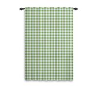 ggaimwf Sage Green Curtains for Bedroom Check Drape Curtains Gingham Plaid Vintage Window Treatment Country House Style Living Room Patio Hallway Room Divider Curtain Rod Pocket 132x214cm 1 Panel