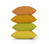ggaimwf Solid Color Linen Cushion Covers for Sofa Orange Gradient Throw Pillow for Bed Fallen Leaf Style Yellow Color Handmade Square Cushion Cases with Invisible Zipper, 40x40cm Set of 4