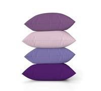 ggaimwf Solid Color Linen Look Cushion Covers for Sofa Purple Gradient Throw Pillow for Bed Lavender Manor Color Handmade Square Cushion Cases with Invisible Zipper, 45x45cm Set of 4