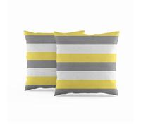 ggaimwf Stripe Cushion Covers Yellow Grey Modern Art Cushion Classic Minimalist Continental Pillow Cases Linen Look Living Room Home Decor Sofa Bed Cushions Neutral Double Sided 45x45cm Pack of 2