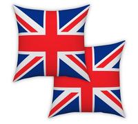 ggaimwf Union Jack Cushion Covers UK Flag Cushion Velvet British United Kingdom Flag Pillow Covers for Sofa Home Decorative Pillowcase with Invisible Zip Chair Bedroom Living Room 40x40cm Set of 2