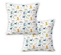 ggaimwf Velvet Dinosaur Cartoon Animals Square Pillow Cushion Covers | 40x40cm 2PCS Soft Skin-Friendly Double-Sided Pillowcases Travel Cushion Covers Suitable for Bedrooms Playrooms Sofas and Beds