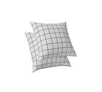 ggaimwf White Cushion Covers 2 Pack Modern Black and White Geometric Cushions Checkered Pillowcases Linen Look Cushion Bed Decoration for Living Room Bedroom Throw Pillow Covers Double Sided 40x40cm