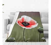 ggasdvjj Super Soft Anti-Pilling Flannel Fleece Beautiful Poppy Flower Ink Print Blanket,Multiple Sizes For Bed Couch Sofa,Plush & Warm.