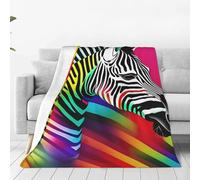 ggasdvjj Super Soft Anti-Pilling Flannel Fleece Colorful Rainbow Zebra Print Blanket,Multiple Sizes For Bed Couch Sofa,Plush & Warm.