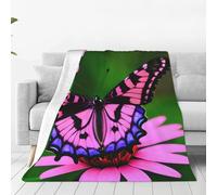ggasdvjj Super Soft Anti-Pilling Flannel Fleece Pink Flower Purple Butterfly Print Blanket,Multiple Sizes For Bed Couch Sofa,Plush & Warm.