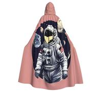 ggasdvjj Unisex Full Astronaut On The Moon 1 Print Hooded Robe Cloak Costume,Costume Party,Halloween Cape,Themed Party Cape.