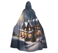 ggasdvjj Unisex Full Christmas Village House 2 Print Hooded Robe Cloak Costume,Costume Party,Halloween Cape,Themed Party Cape.