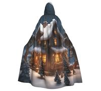 ggasdvjj Unisex Full Christmas Village House 3 Print Hooded Robe Cloak Costume,Costume Party,Halloween Cape,Themed Party Cape.