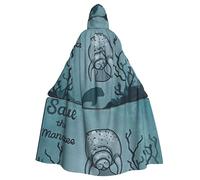 ggasdvjj Unisex Full Crazy Save Manatee Print Hooded Robe Cloak Costume,Costume Party,Halloween Cape,Themed Party Cape.