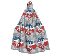 ggasdvjj Unisex Full Czech Republic Position Flag Map Print Hooded Robe Cloak Costume,Costume Party,Halloween Cape,Themed Party Cape.