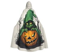 ggasdvjj Unisex Full Green Ghost Horror Halloween Pumpkin 1 Print Hooded Robe Cloak Costume,Costume Party,Halloween Cape,Themed Party Cape.