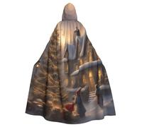 ggasdvjj Unisex Full Merry Christmas Print Hooded Robe Cloak Costume,Costume Party,Halloween Cape,Themed Party Cape.