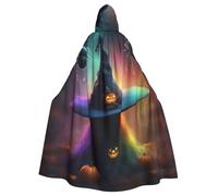 ggasdvjj Unisex Full Rainbow Halloween Ghost Witch Hat Spiders 1 Print Hooded Robe Cloak Costume,Costume Party,Halloween Cape,Themed Party Cape.