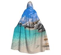 ggasdvjj Unisex Full Stones Blue Sea Ocean Sunrise Mountain Print Hooded Robe Cloak Costume,Costume Party,Halloween Cape,Themed Party Cape.