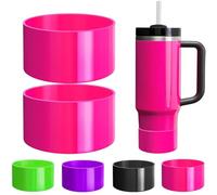 GGAUBAIFI 2 Pack Neon Silicone Boot for Tumbler Boot Stanley Cup Rubber Bottom Sleeve Protector for Stanley Tumbler Hydroflask Simple Modern Car Travel Cup 40 Oz Tumbler, Pink