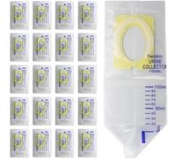 GGAUBAIFI 20Pcs Pediatric Urine Bag Collectors, Disposable Baby Clear Catcher Pouch Individually Pee Bags Spill Proof Baby Urine with Adhesive Surface for Kids Urine Collection, 100ml