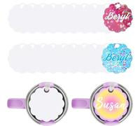GGAUBAIFI 20Pcs Sublimation Name Plate Blanks, Personalized Name Tag for Stanley 40 Oz Tumblers Sublimation Topper Blank Name Tags Customized Designs for Stanley Cups, Wave Circle