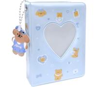 GGAUBAIFI 3 Inch Mini Photocard Album Kpop Photocard Binder, Catcan Photo Card Holder Book 40 Pockets with Pendant, Love Heart Hollow Out Photocard Binder for Collecting Picture, Blue Puppy