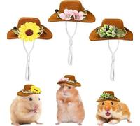 GGAUBAIFI 3Pcs Mini Cap for Small Animal Accessory Set, Adjustable Miniature Hats for Hamsters Chickens Guinea Pigs Reptiles, Ideal Pet Clothes for Parties Holidays Photos