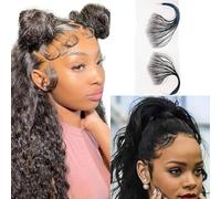 GGAUBAIFI Edges Hair HD Lace Baby Hair for Women Reusable Invisible Swiss Lace Hairline with 2Pcs Natural Handmade Real Human Hair Pieces, Black Color Style 1