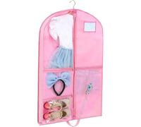 GGAUBAIFI Pink Garment Bags for Dance Costumes, 40 Inch Clear Pvc with 5 Zipper Pockets, Kids Dance Garment Bag for Dancers, Hanging Clothes Storage, Competitions & Travel