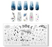 GGAUBAIFI Starry Star Moon Design Stamping Plates Nail Art, Galaxy Night Sky Nail Stamp Plates Templates Space Planet, Nail Stamper Plate Heart Sun Geometry Printing