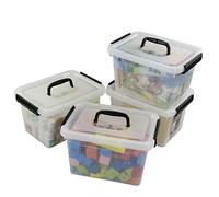 Ggbin 6 Quart Clear Latch Storage Box with Black Handle and Latches - 4 Pack