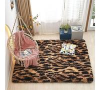 GGBOND 4cm Pile Length Plush Tie-Dye Area Rug, Extra Large Soft Shaggy Rug, Carpet for Living Room Bedroom Bedside, Non-slip Washable, Leopard 120x160 cm
