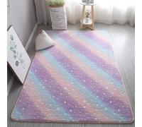 GGBOND Luminous Carpet Glow in the Dark Rainbow Stars Rugs, Short Plush Sponge Sandwich Soft Comfortable, 200x200cm