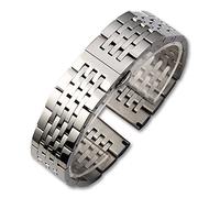 GGFFJ Replace watchband Watch Strap Solid Stainless Steel Bracelet Seven Beads Butterfly Buckle 12mm14mm16mm18mm19mm20mm22mm24mm(Silver,18mm)