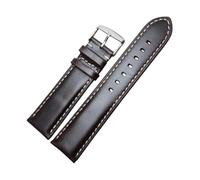 GGFFJ Watch Straps 18/19/20/21/22/24mm Black/Dark Brown Genuine Leather Strap Men Women Polished Pin Buckle Comfortable Watchband(Dark Brown-Silver,20mm)