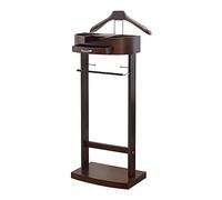 GGFHH Solid Wood Suit Rack with Base and Pants Bracket Clothes Valet Stand with Tray Freestanding Wooden Clothes Valet Stand for Living Room Office Bedroom Load 25 KG 44.4x30x112.2 CM