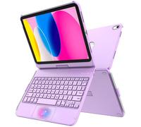 GGH Touchpad Keyboard Case for iPad 10th Generation, 2022 10.9-inch iPad Keyboard Case with Multi-Touch Trackpad, 360° Rotatable Cover, Apple Pencil Holder, Auto Sleep/Wake - Light Purple