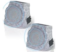 GGII 2-Pack Solar Powered Rock Speakers Outdoor Water-Resistant with 3 Mode Lights and Pair Function USB Rechargeable for Patio Garden Party Pool Outside(Two)