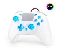 GGiking Wired Controller Kompatibel mit PS5/Pro/Slim, PS4 & PC, Kabelgebundener Gamepad mit RGB-LED, Dual Motor Vibration, 6-Achsen-Sensor, Touchpad, 3,5mm Audio & Turbo-Funktion