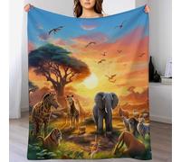 GGJJTT African Animals Fleece Blanket Travel Nap Throws Plush Blanket Super Soft Flannel Blankets For Couch, Bed, Sofa For All Seasons150×200cm
