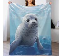 GGJJTT Animal Seal Fleece Throw Blanket, Soft Microfiber Fluffy Flannel Blanket for Bed Sofa Couch Settees, Kids Adult Gift Travel 150×200cm