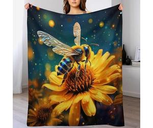 GGJJTT Bee Throw Blanket, Flannel Throw Blanket Sofa Chair Cover Decorative for Bed Couch Chair, Throw Travel Nap Throws Blanket 130×150cm