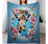 GGJJTT Cute Giraffe Throw Blanket, Super Warm, Flannel, Elegant, Fluffy Decoration Blanket for Sofa, Armchair, Couch And Bed, 130×150cm