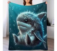 GGJJTT Cute Shark Flannel Throw Blanket, Super Soft Fuzzy Warm, Lightweight Fluffy Plush Blanket for Bed Sofa Couch Travel Nap Throws Blanket（180×200cm）