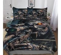 GGJJTT Dead Army Zombie Soldier Bedding Quilt Cover 2 Pieces Sets Soft Duvet Cover Comfortable Duvet Cover with Pillowcases For Boys Girls Single135x200cm