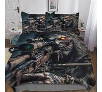 GGJJTT Dead Army Zombie Soldier Bedding Set for Girls Boys Adults Comforter Cover Soft Duvet Cover 3 Pcs Set Microfiber Quilt Cover Double 200x200cm