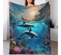 GGJJTT Dolphin Blanket,Soft Warm Throw Blankets Kids Or Adults for Crib Bed Couch Chair Four Seasons Living Room Travel Outdoor 140×180cm